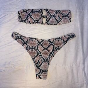 NEW SNAKESKIN PRINT THONG BIKINI SET